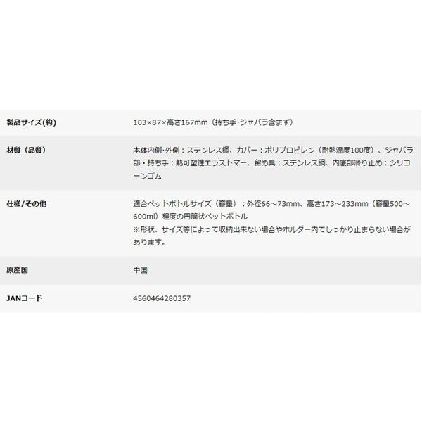 キャプテンスタッグ HDステンレスペットボトルホルダー (シルバー)