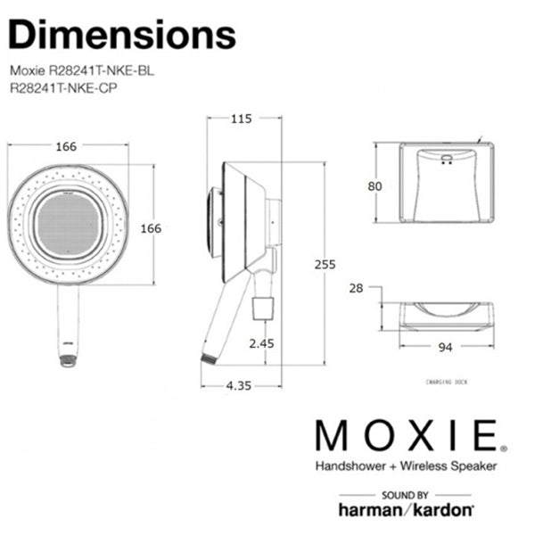 MOXIE　モクシー ワイヤレススピーカー付シャワーヘッド(マットブラック)