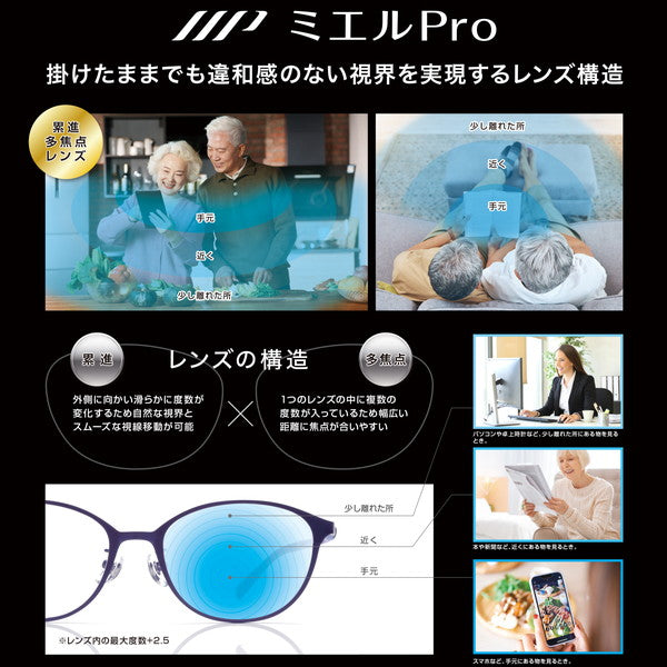 ミエルPro［累進多焦点シニアグラス］UB003-CBN(クリアブラウン)