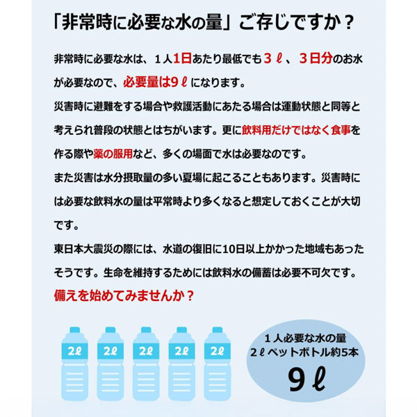イザという時のための非常用保存水 5年保存水 パウチ ウォーター500ml　18個（1ケース）
