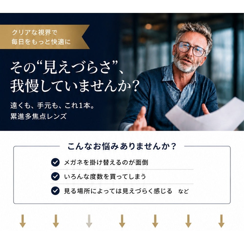 累進多焦点シニアグラス ビューフリーグラス 【ブラック／弱度 ＋0.00～＋1.50】