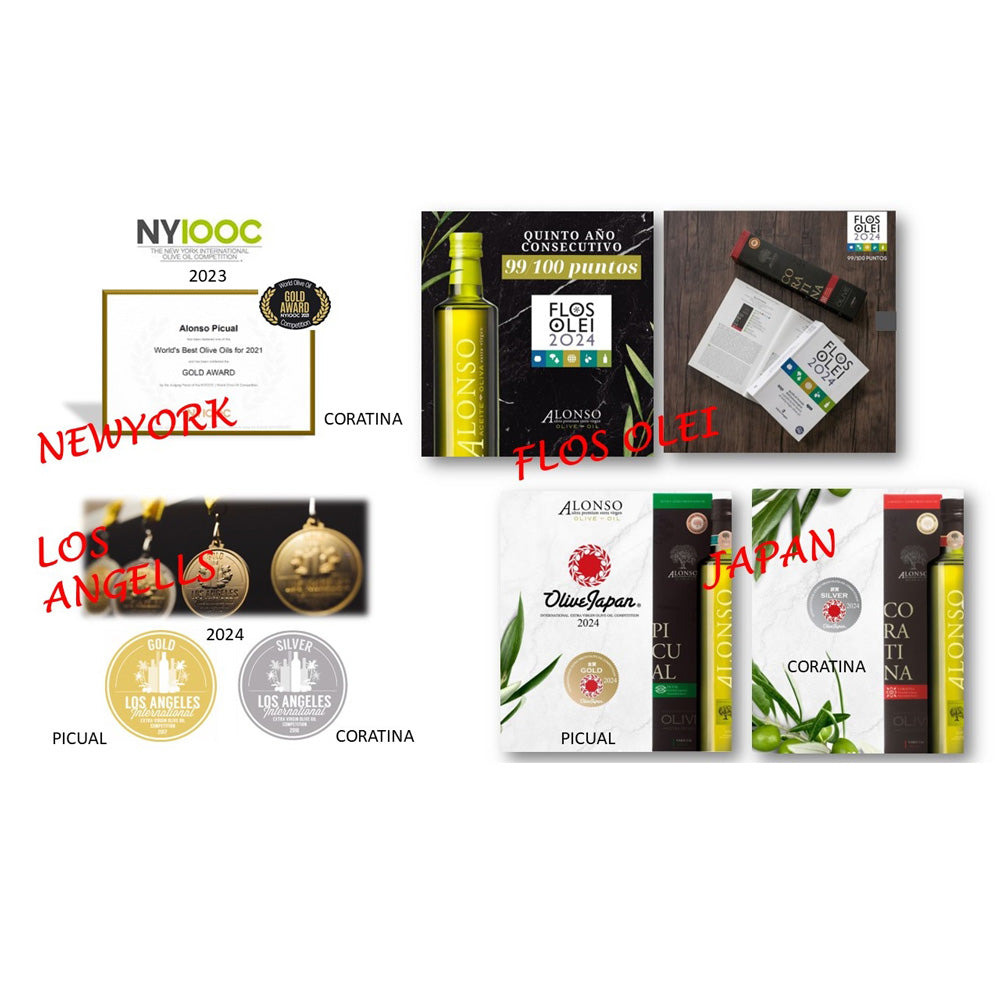 【ギフトカード】【受賞歴多数】ALONSO エクストラヴァージンオリーブオイル 3種(BLEND・CORATINA・PICUAL)各1本