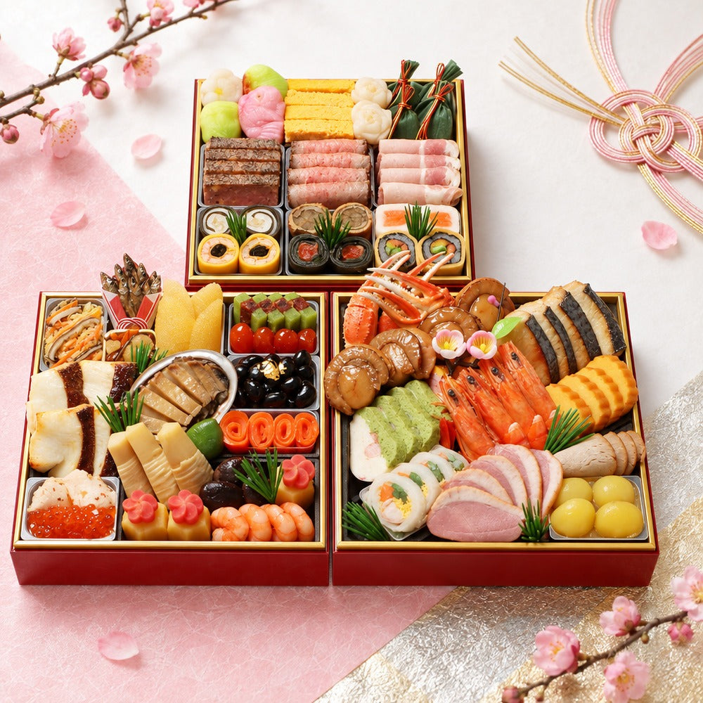 【冷蔵】「わらびの里」 料亭おせち三段重【46品】