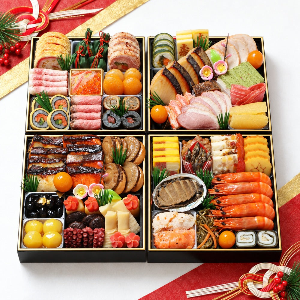 【冷蔵】「わらびの里」 料亭おせち四段重【49品】