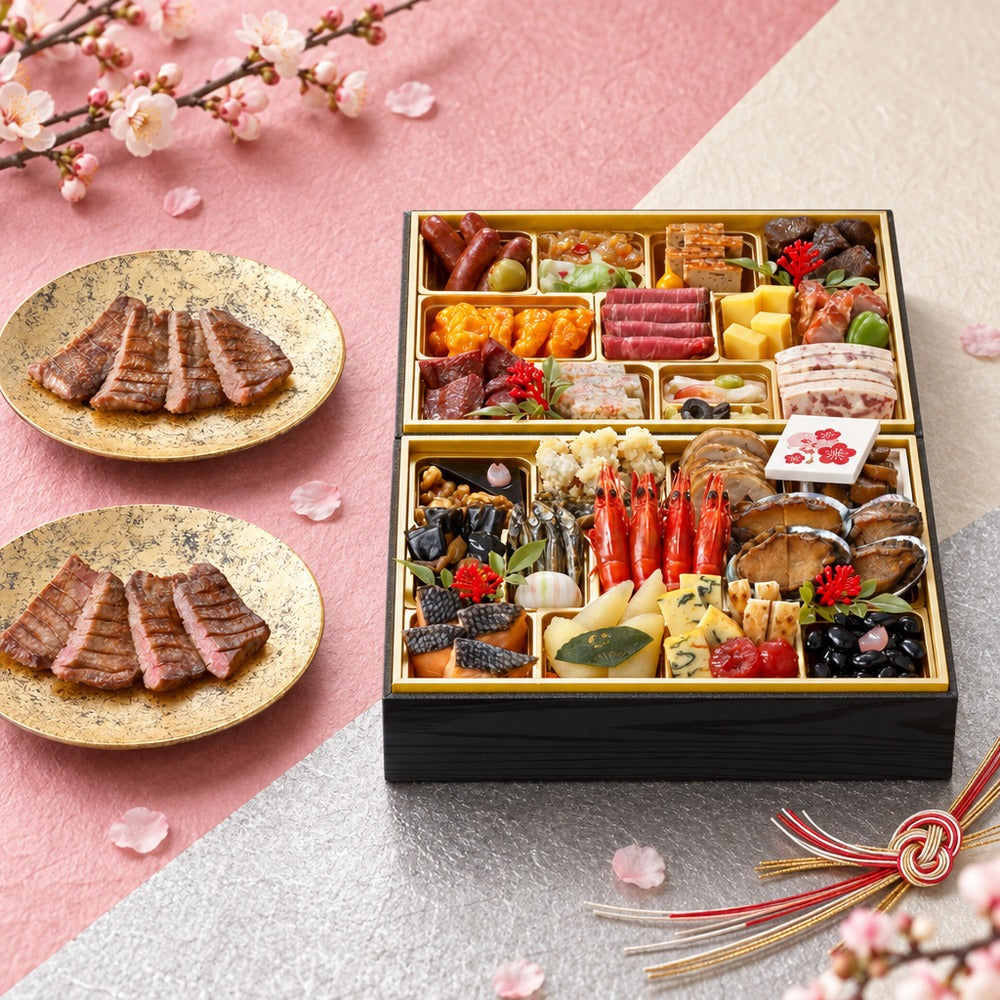 利久 和洋中おせち 亀 二段重（39品+牛たん真空パック入）【39品】
