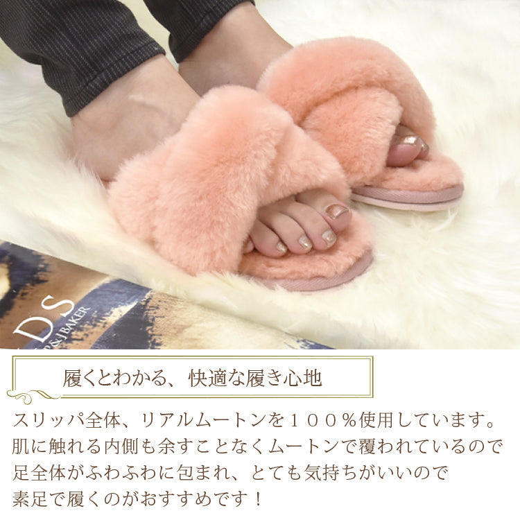 オールシーズン快適 ムートンサンダルスリッパ 【色】ネイビー【サイズ】Sサイズ