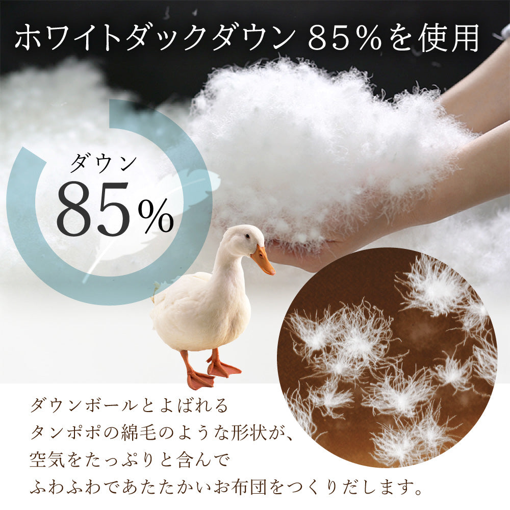 ハンガリー産ホワイトダックダウン85％ 羽毛肌掛け布団 シングル ブルー