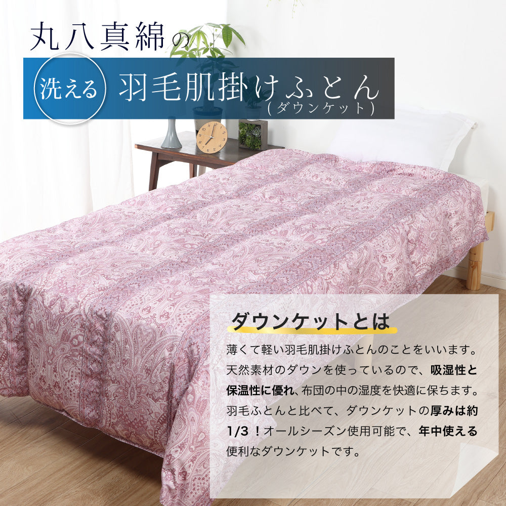 ハンガリー産ホワイトダックダウン85％ 羽毛肌掛け布団 セミダブル ブルー