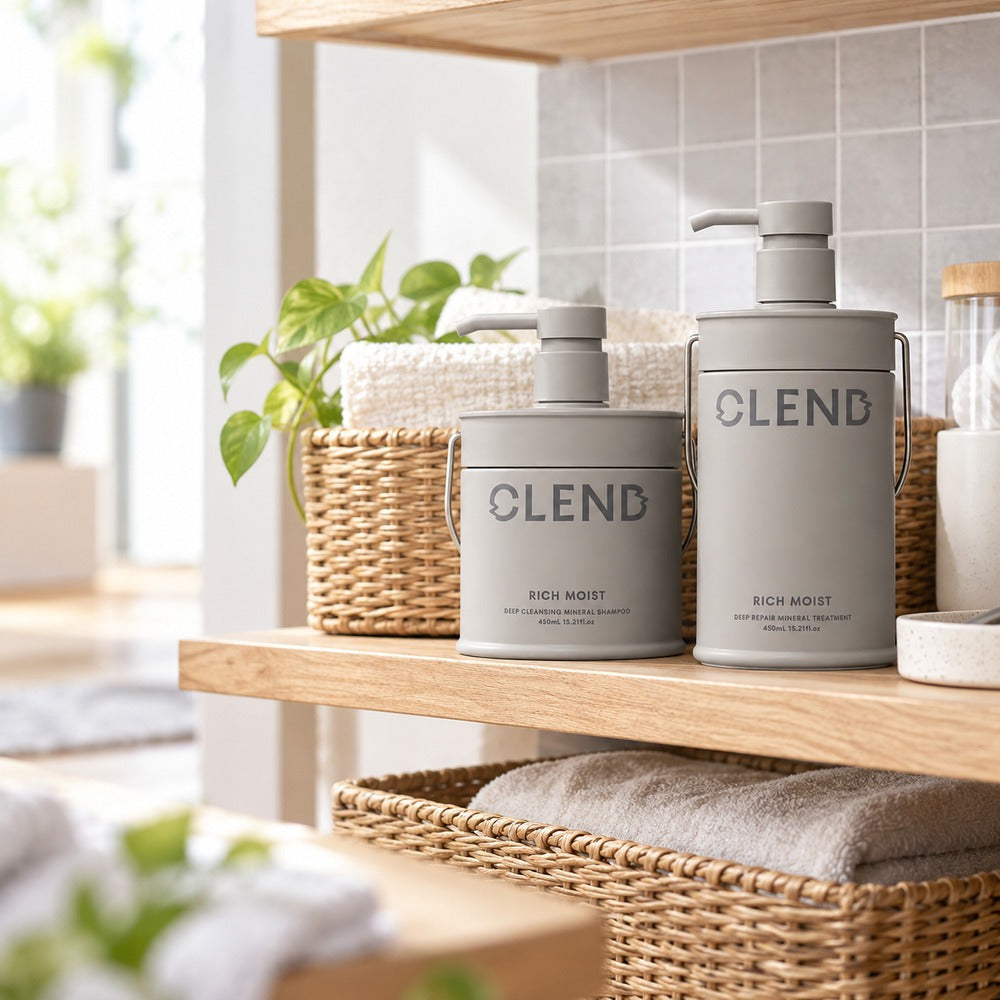 CLEND(クレンド)　リッチモイスト　ディープクレンジング　ミネラルシャンプー＆トリートメント　本体セット　各450ml【4個】