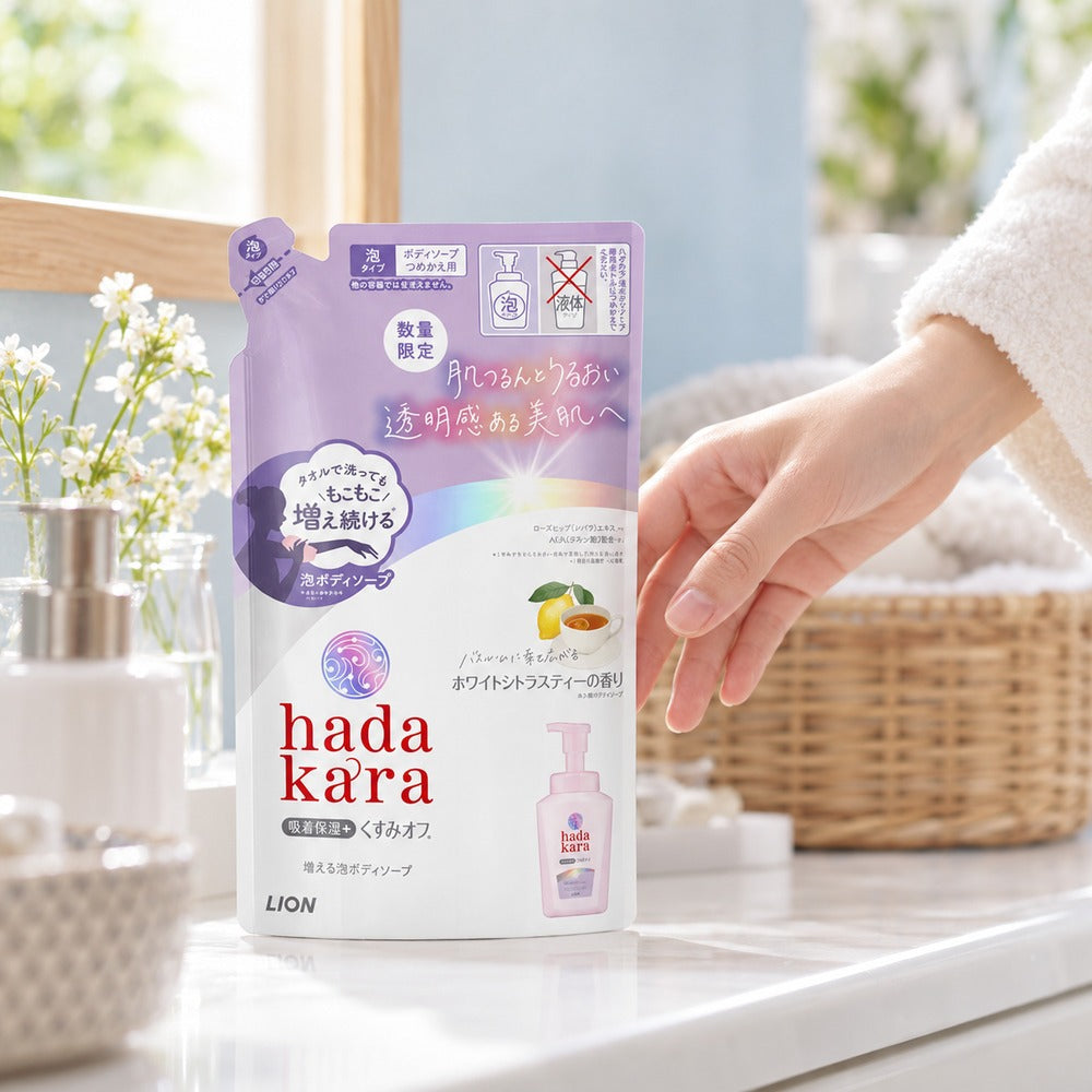 hadakara(ハダカラ) 泡ボディソープ　ホワイトシトラスティー　詰替え　420ml【8個】