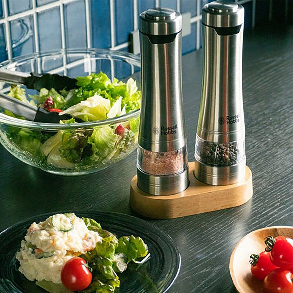 【ギフトカード】Russell Hobbs(ラッセルホブス) 電動ミル ソルト&ペッパー ウッドスタンド セット