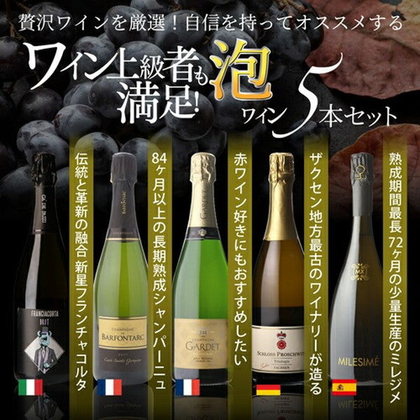 自信を持ってオススメするワイン上級者も満足！泡5本セット【常温便】