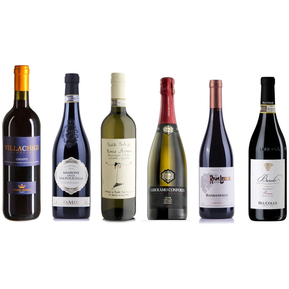 イタリアD.O.C.G.を味わう 赤・白・スパークリング飲み比べ【6本】