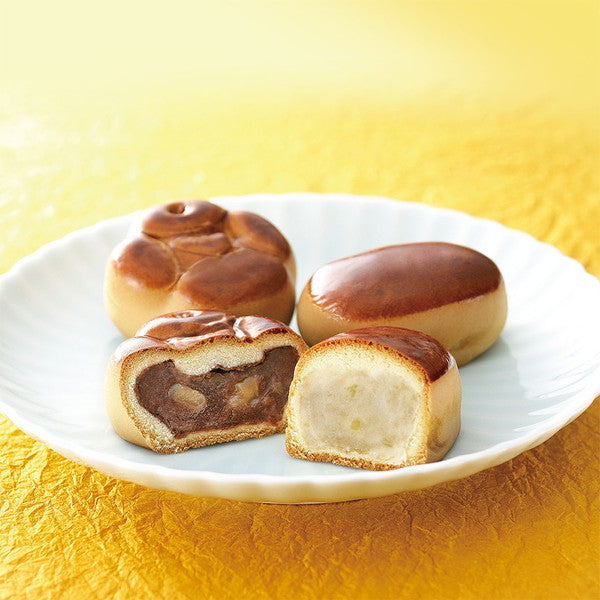 【ギフトカード】「文明堂」和菓撰20個入(カステラ巻(ハニー・抹茶)・栗饅頭・くるみ饅頭 各5個)